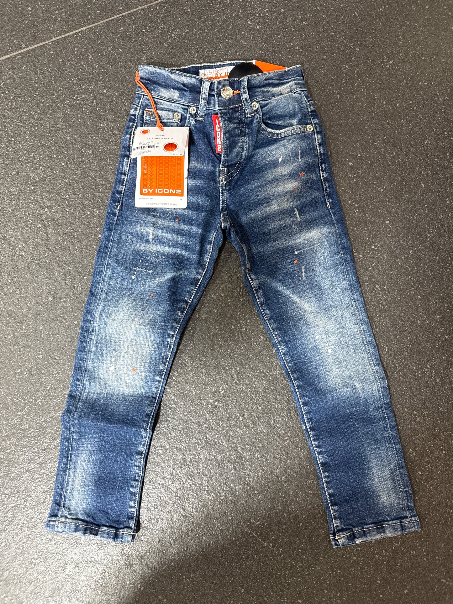 Icon 2 kids blue paint jeans