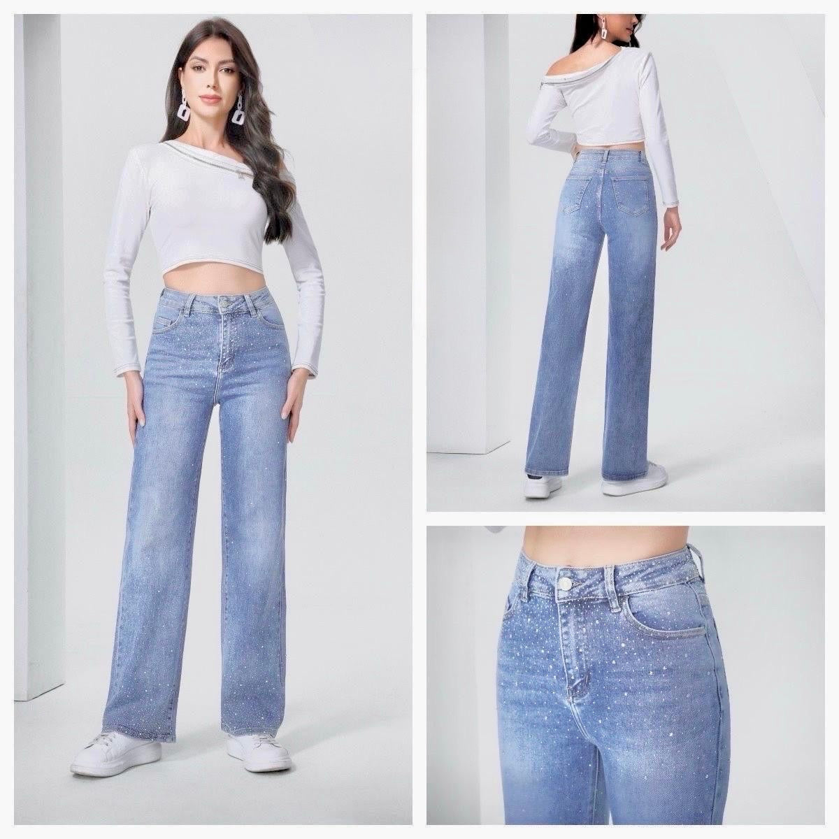 Glinsterende Wide Legs jeans hello miss