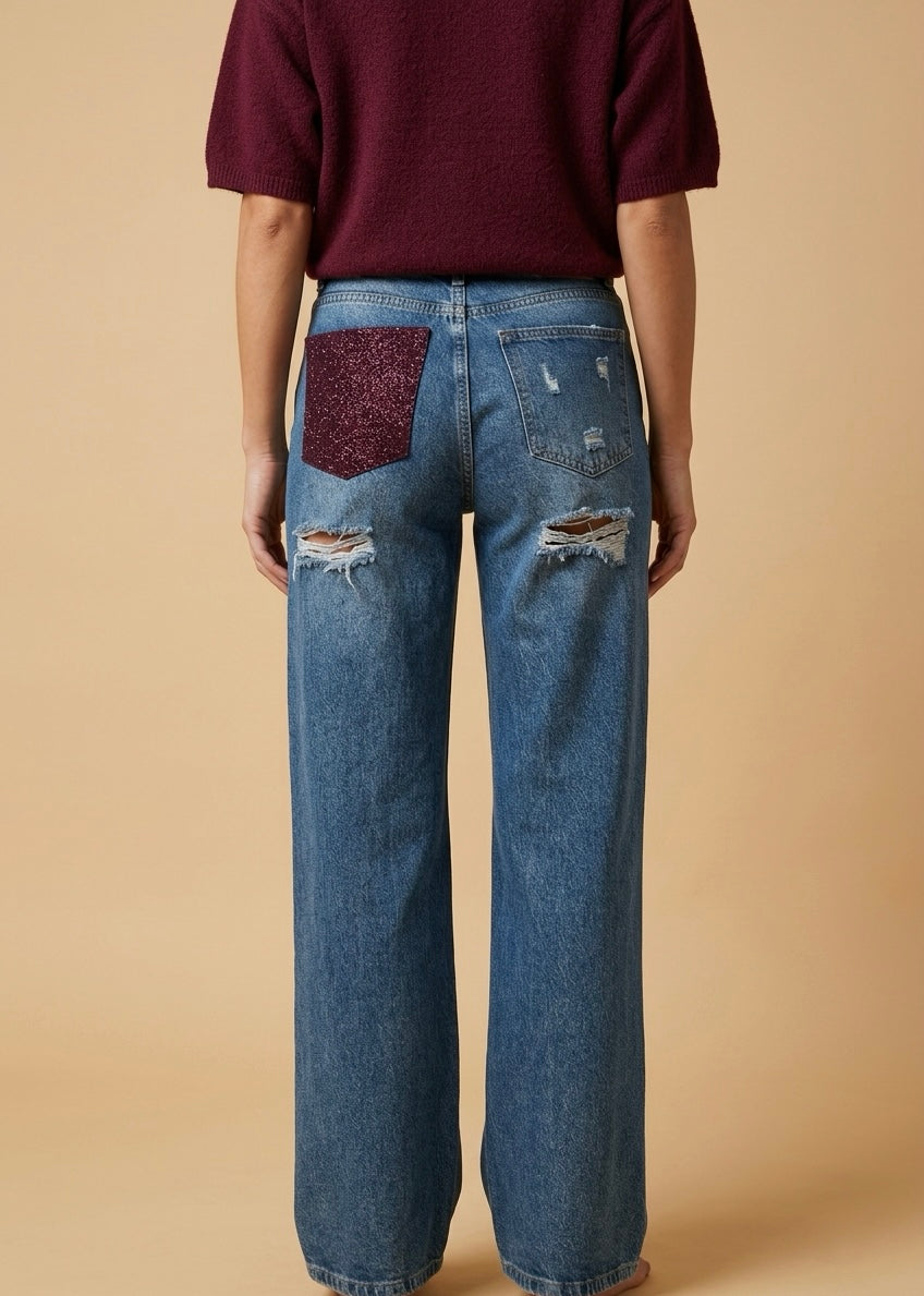 VS MISS wide leg brown pocket destroyed