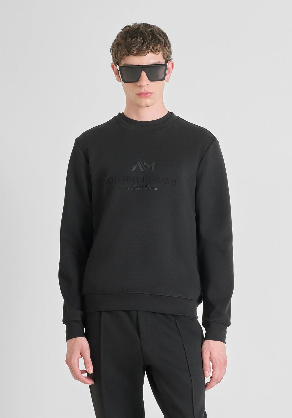 ANTONY MORATO COTTON BLEND SLIM FIT CREWNECK SWEATSHIRT WITH LOGO