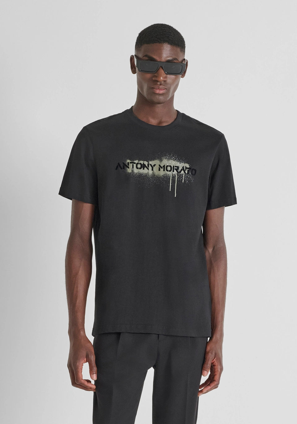 ANTONY MORATO REGULAR FIT COTTON JERSEY T-SHIRT WITH PAINT LOGO PRINT