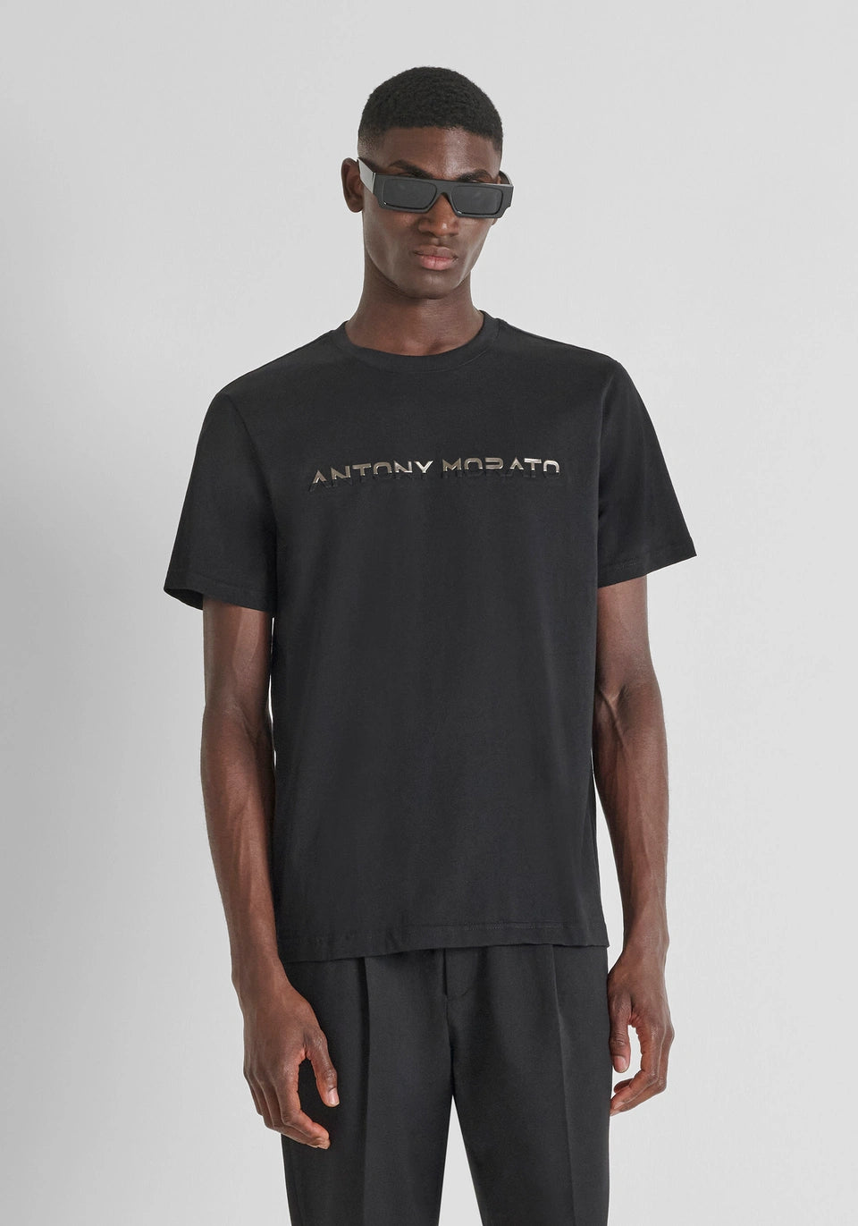 ANTONY MORATO REGULAR FIT COTTON JERSEY T-SHIRT WITH LAMINATED LOGO PRINT