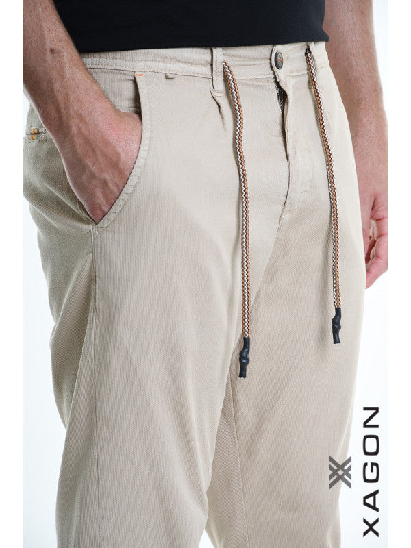 TROUSERS Comfort Fit Woven Stretch Cotton Beige