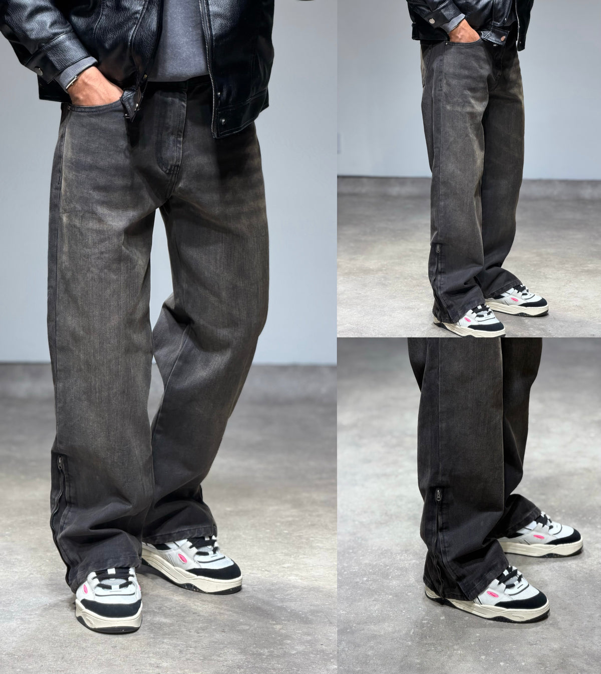 Jeans men loose fit zip