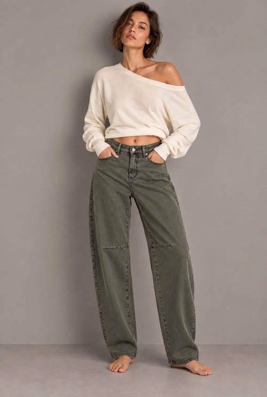 Balloon jeans green low rise