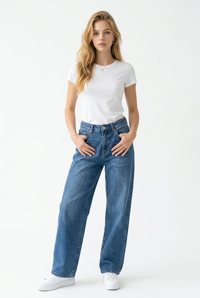 Jeans barrel Fit denim stone wash