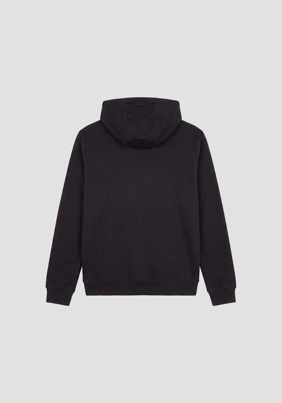 Black relaxed-fit hoodie in cotton fleece with metal plate on heart