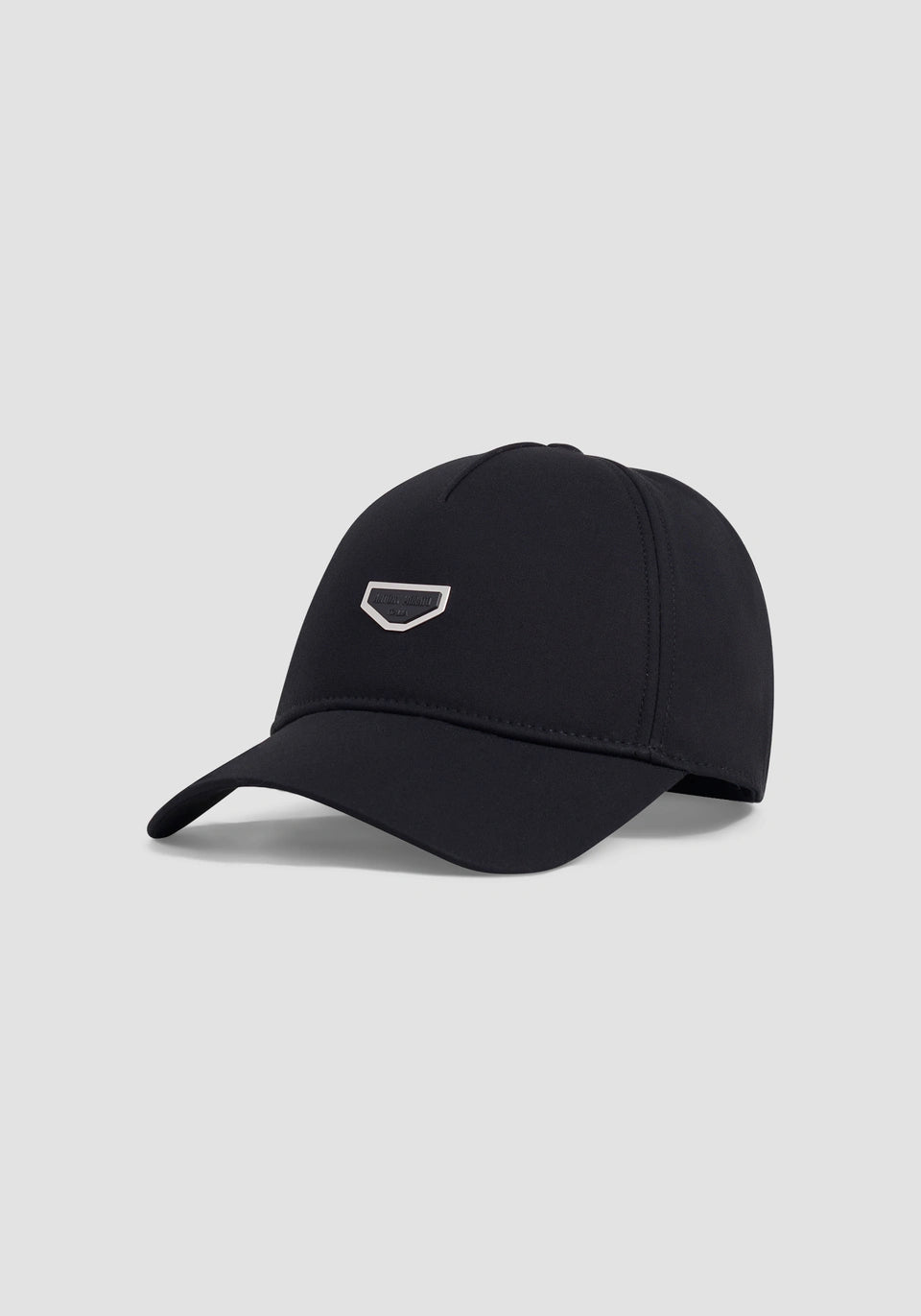 Black baseball cap in cotton with 3D logo plate and adjustable fit
