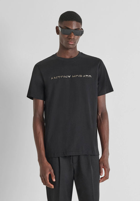 ANTONY MORATO REGULAR FIT COTTON JERSEY T-SHIRT WITH LAMINATED LOGO PRINT