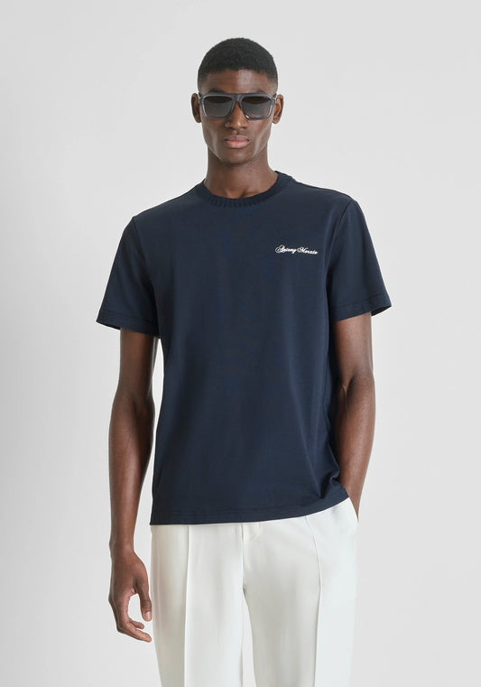 REGULAR-FIT CREWNECK T-SHIRT IN SOFT COTTON JERSEY WITH LOGO