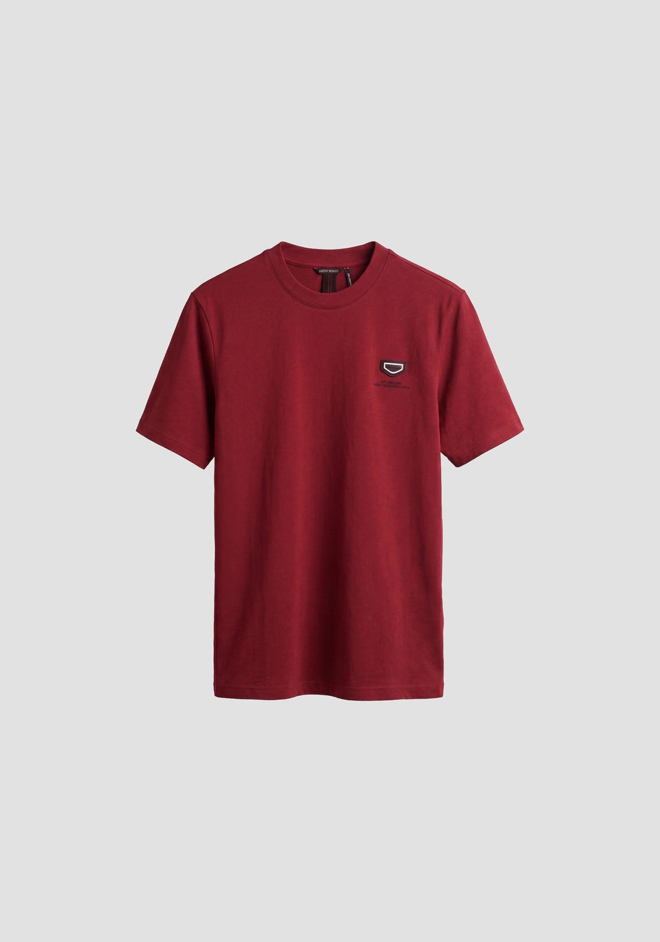 Wine relaxed-fit t-shirt in heavy cotton jersey with metal plate and print on chest