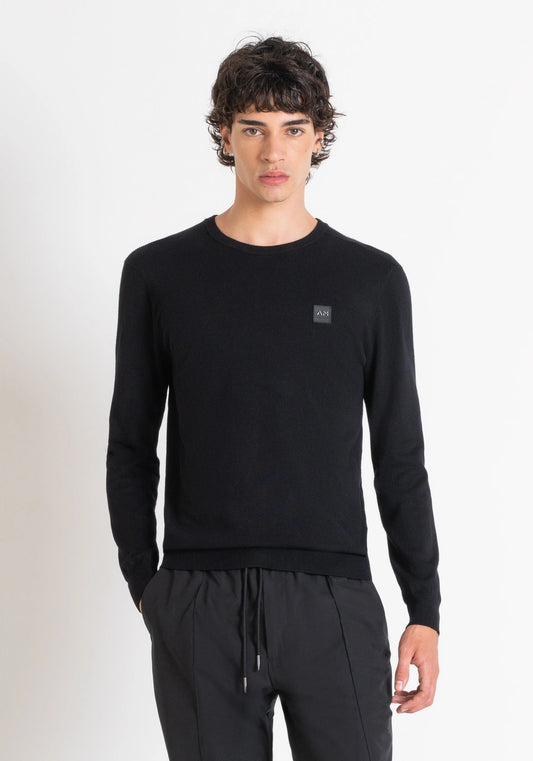 ANTONY MORATO SLIM FIT VISCOSE BLEND JERSEY WITH LOGO PATCH