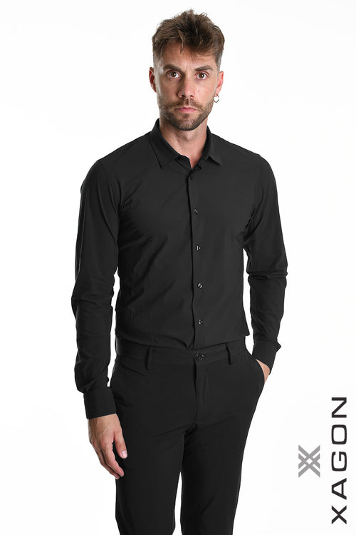 XAGON SHIRT 1AVESPA Technical Bistretch No Iron Black FW 25/26
