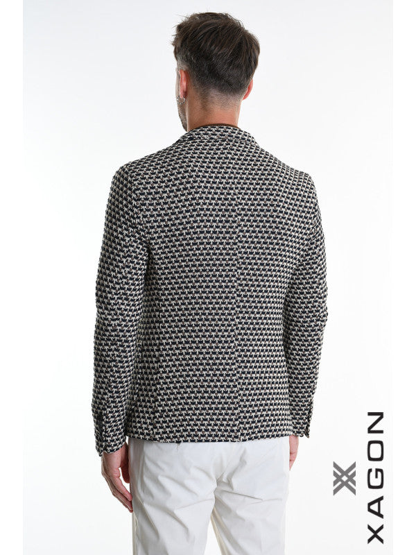 JACKET Slim Fit Knitted with Pattern Brown