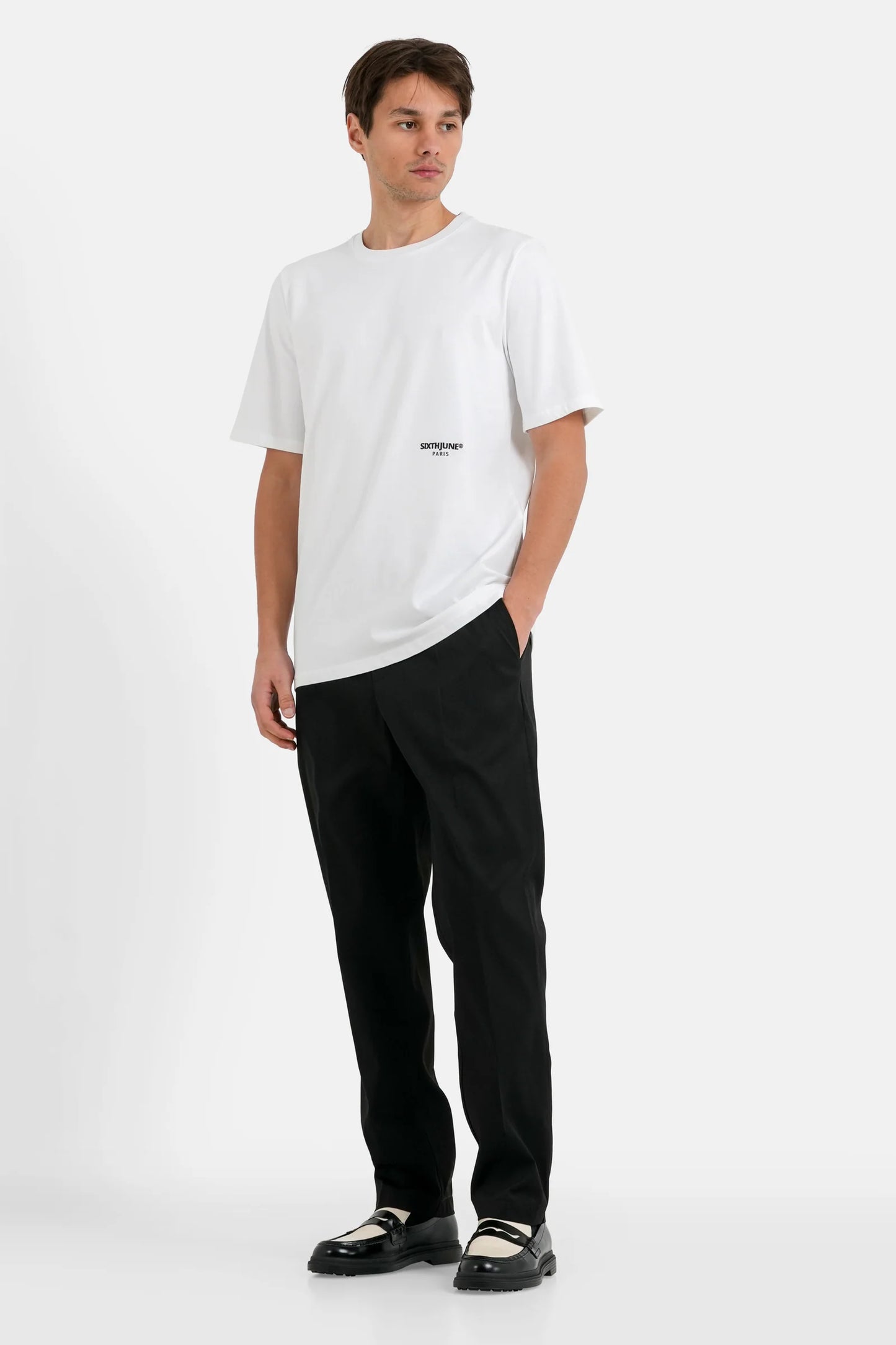 La vie en Rose Blanc geborduurd T-shirt sixth june