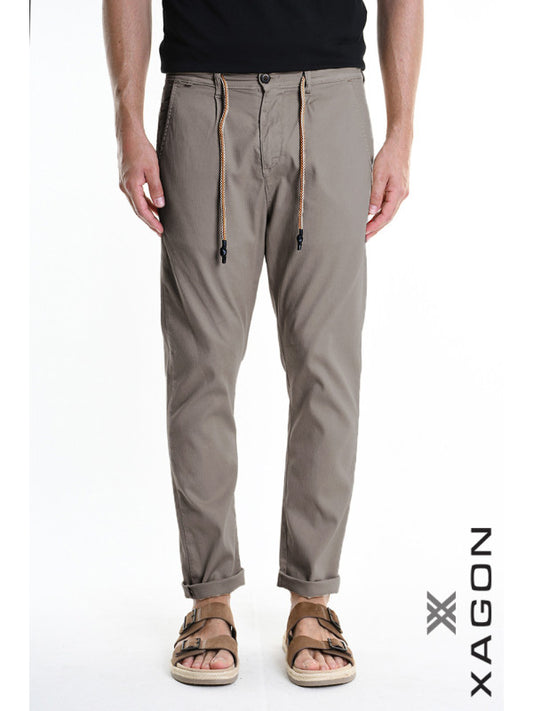 TROUSERS Comfort Fit Woven Stretch Cotton Mud