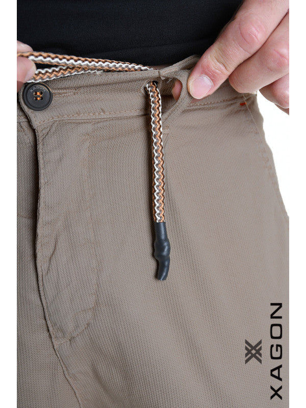 TROUSERS Comfort Fit Woven Stretch Cotton Mud