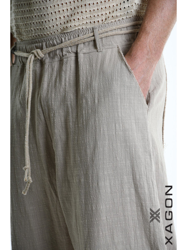 TROUSERS Relaxed Fit Cotton Beige