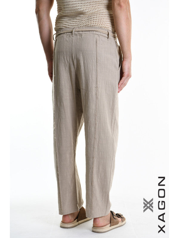 TROUSERS Relaxed Fit Cotton Beige