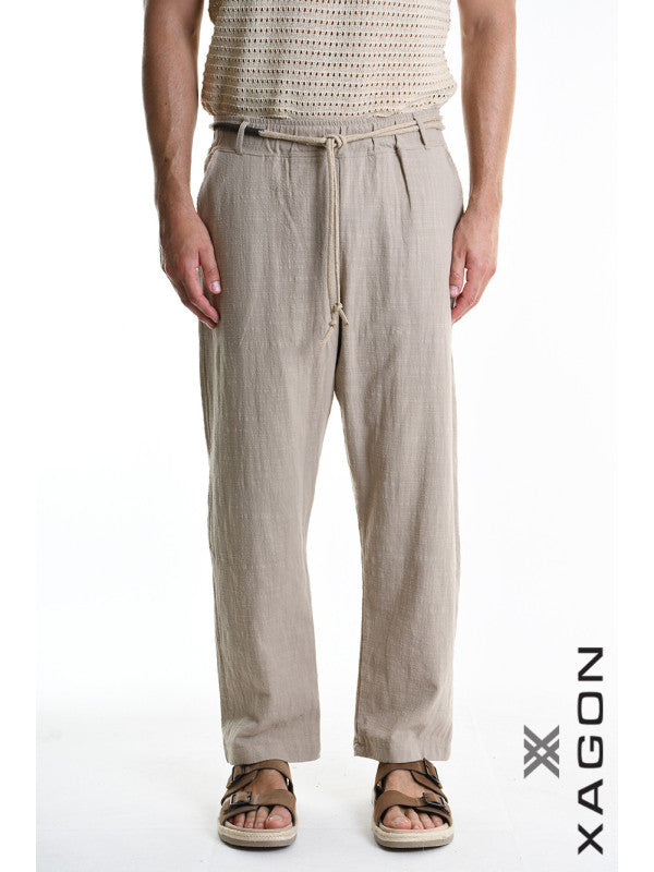 TROUSERS Relaxed Fit Cotton Beige